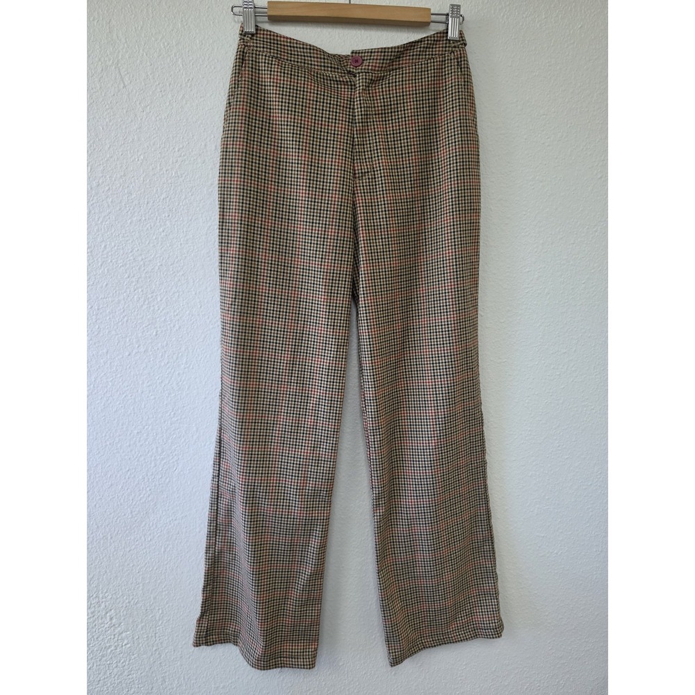 J. Galt Women's Plaid Pants Size 29 Tan Black Red Straight Casual Trousers